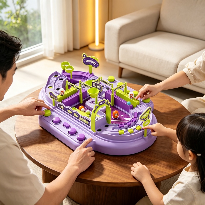 Board Game Race Track - 2-Player Marble Race Board Game, Educational