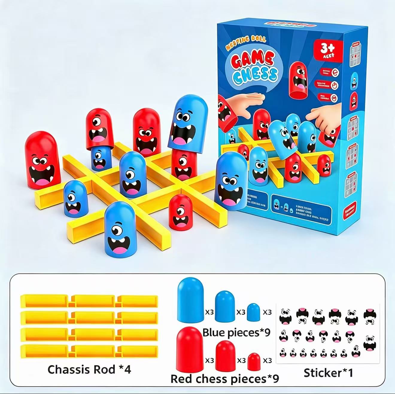Board Game Idea - Tic-Tac-Toe Eat-and-Be-Sized Stacking Cups Dual Battle