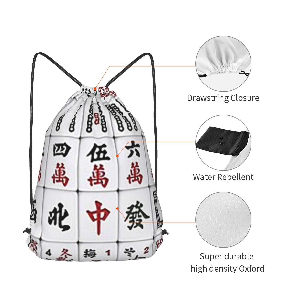 Mahjong Tile Pattern Backpacks - огляд і ціна Tile Bag Drawstring