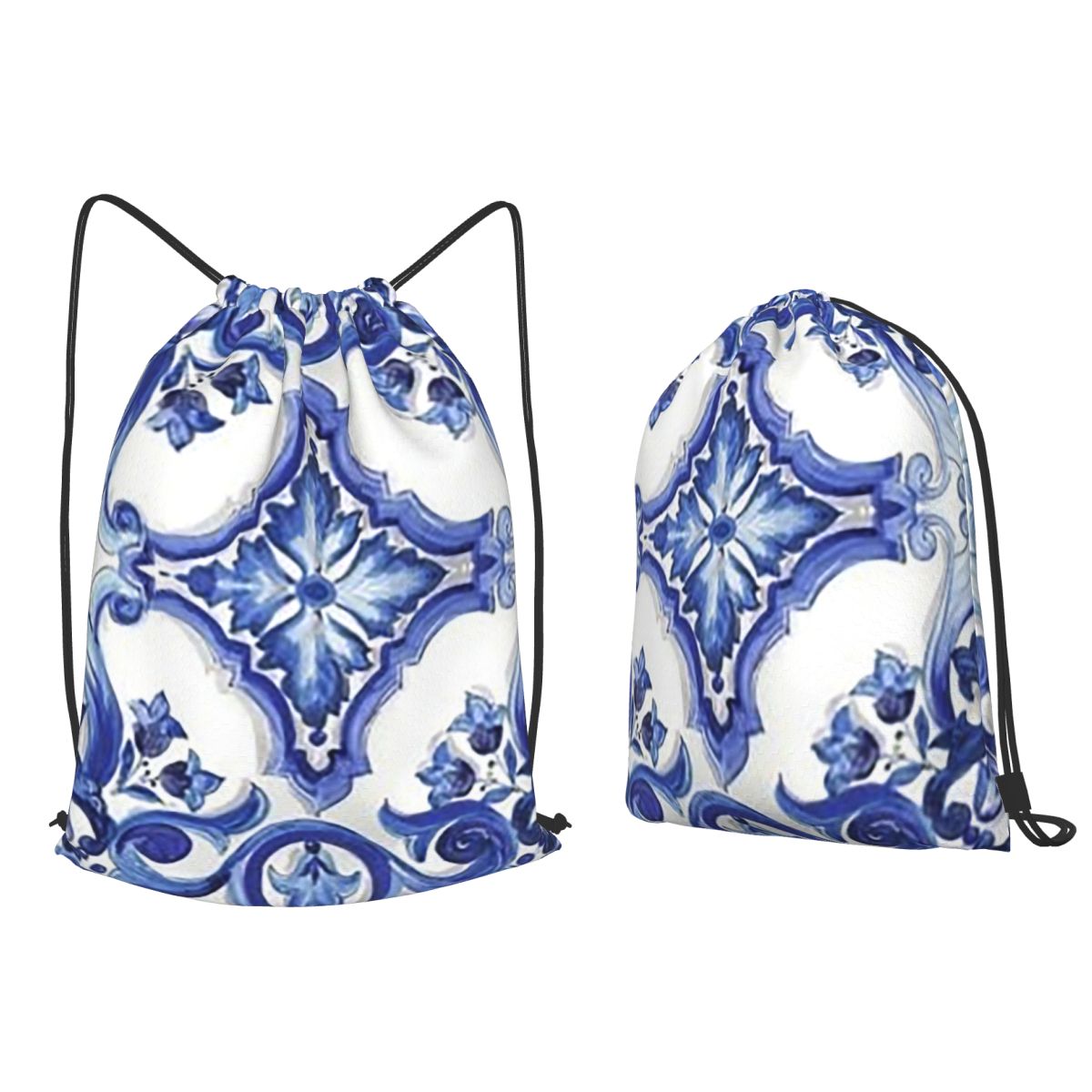 Blue Ornate Floral Mediterrane - огляд і ціна Tile Bag Drawstring