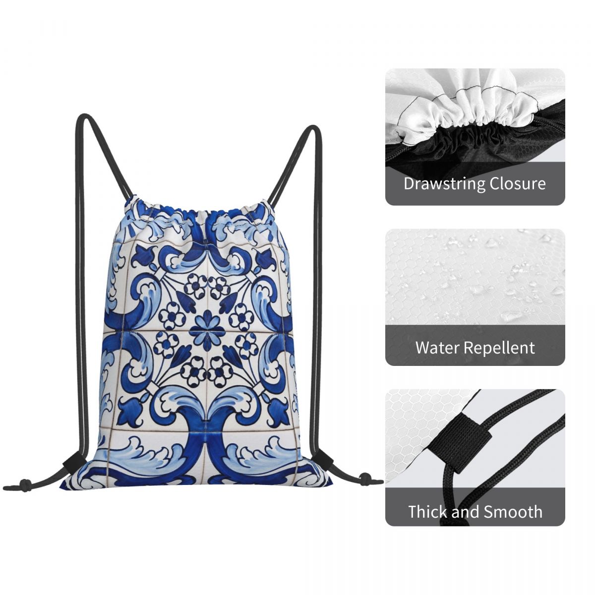 Antique Classic Lisbon Blue Az - огляд і ціна Tile Bag Drawstring